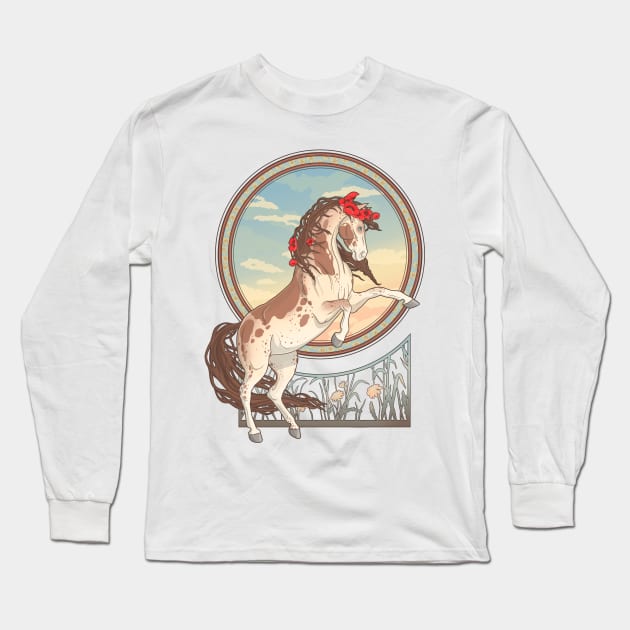 Poppy horse art Long Sleeve T-Shirt by Taisiia